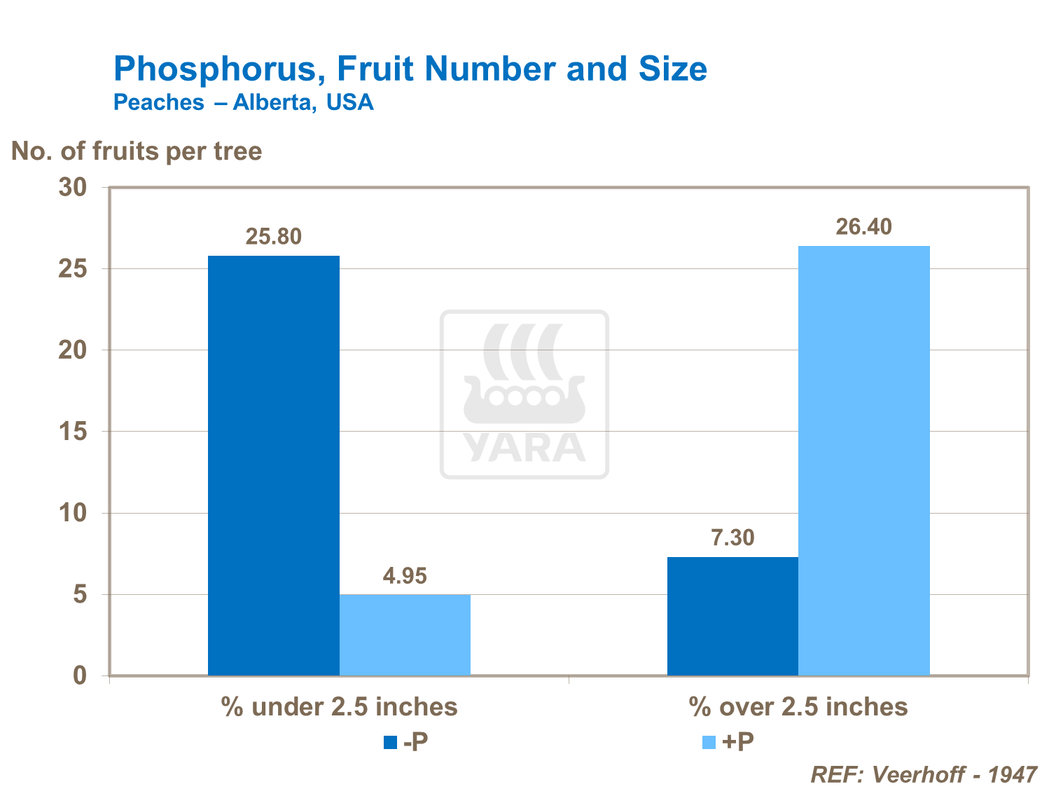 Phosphorous and fruit numbers and size