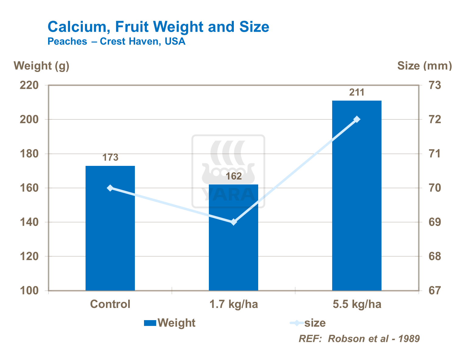 Calcium, weight and size